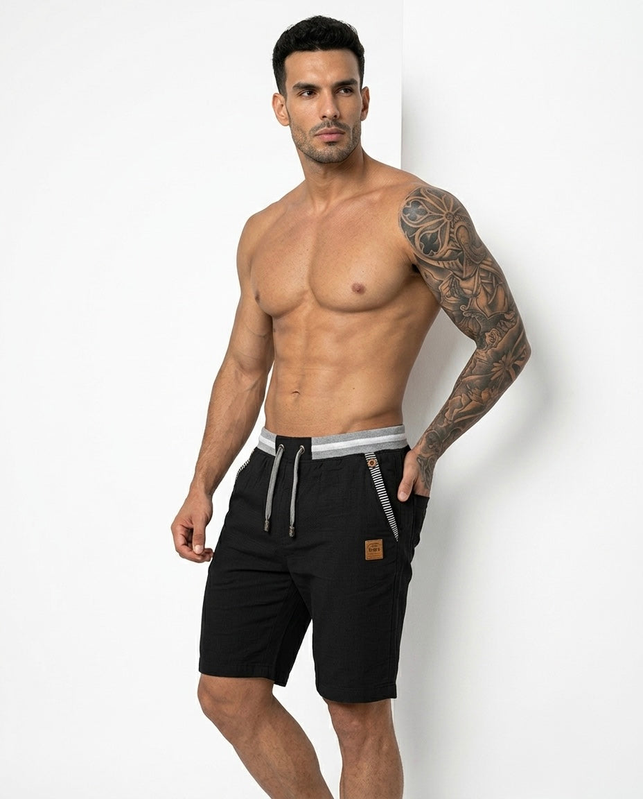 Mario - Pantalones cortos de verano de lino ligeros para hombre
