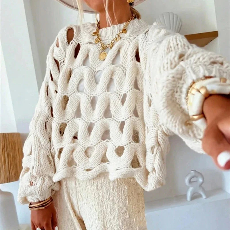 Yolanda- Jersey de punto de manga larga con aberturas