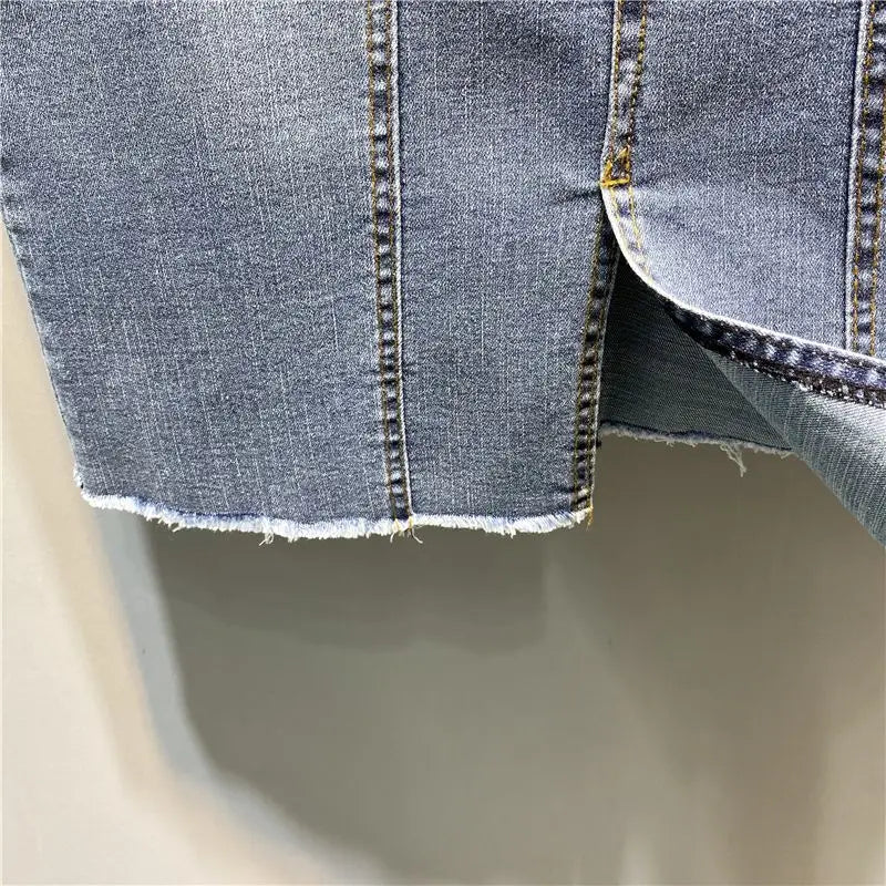 Irina - Falda midi vaquera de corte A de estilo vintage