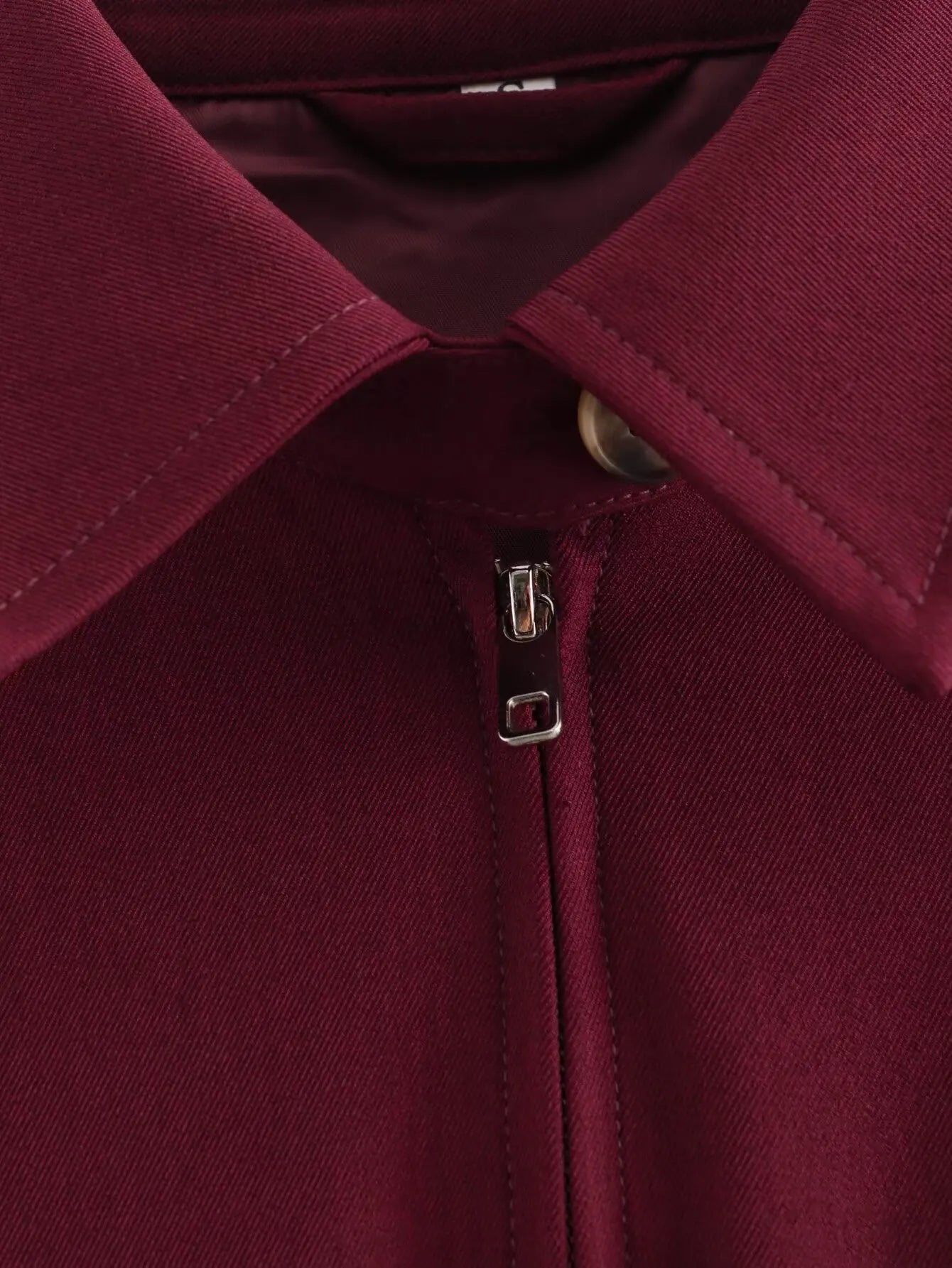 Barbara - Chaqueta de lona con cremallera en color burdeos