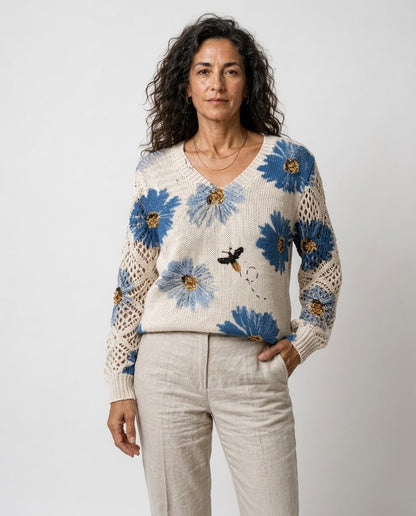 Aurora– Jersey Elegante con Estampado Floral