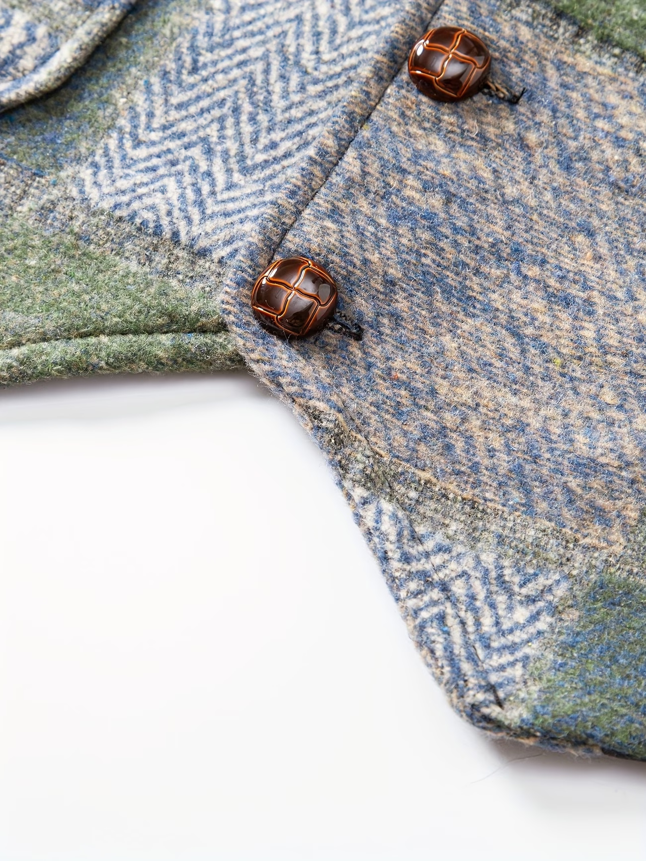 Leo - Chaleco de tweed patchwork con patrón de espiga