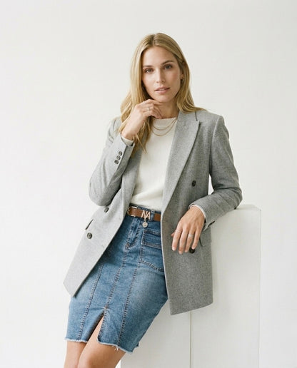 Irina - Falda midi vaquera de corte A de estilo vintage