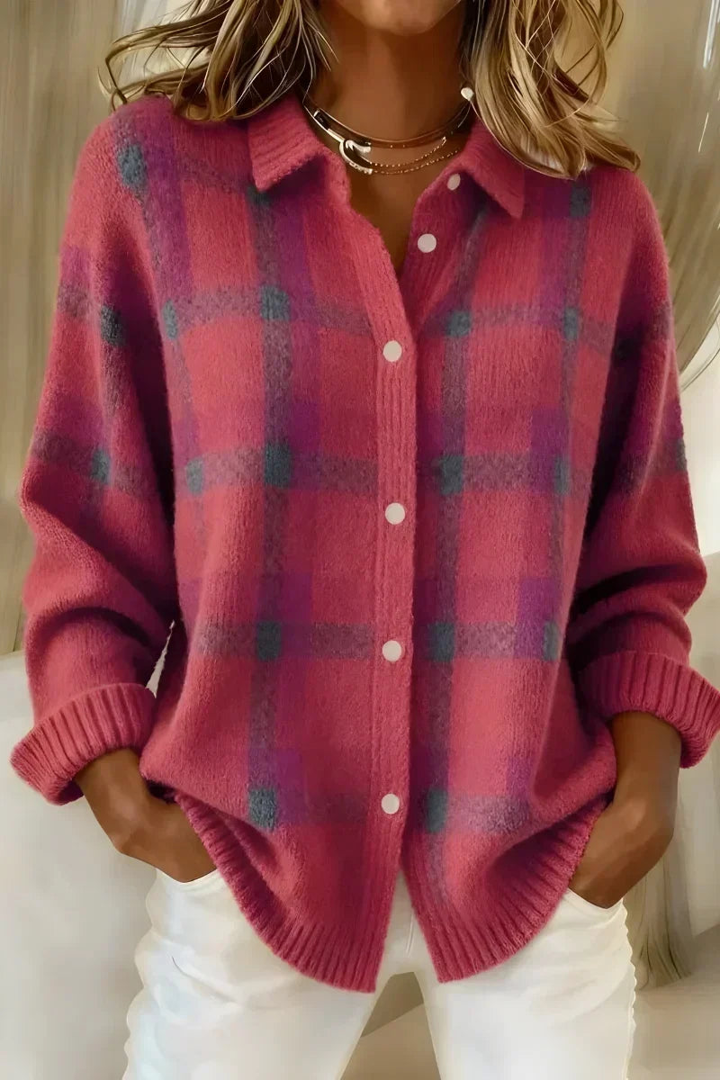 Fabiola | Chaqueta de Punto de Cuadros en Rosa