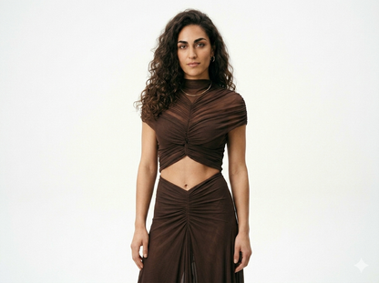 Mireia - Vestido largo de manga corta con aberturas