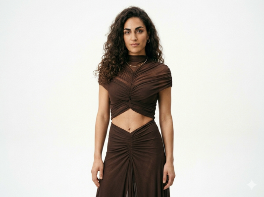 Mireia - Vestido largo de manga corta con aberturas