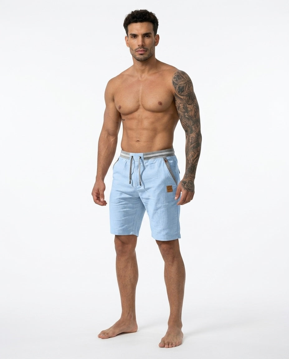 Mario - Pantalones cortos de verano de lino ligeros para hombre
