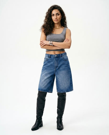 Fabiana - Pantalones cortos vaqueros de cintura alta, de 5 piezas