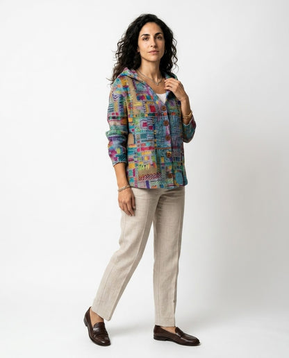 Paloma - Chaqueta de Punto Estampada con Capucha