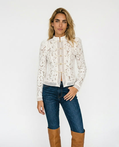 Isabel - Blusa de mujer con estampado de encaje