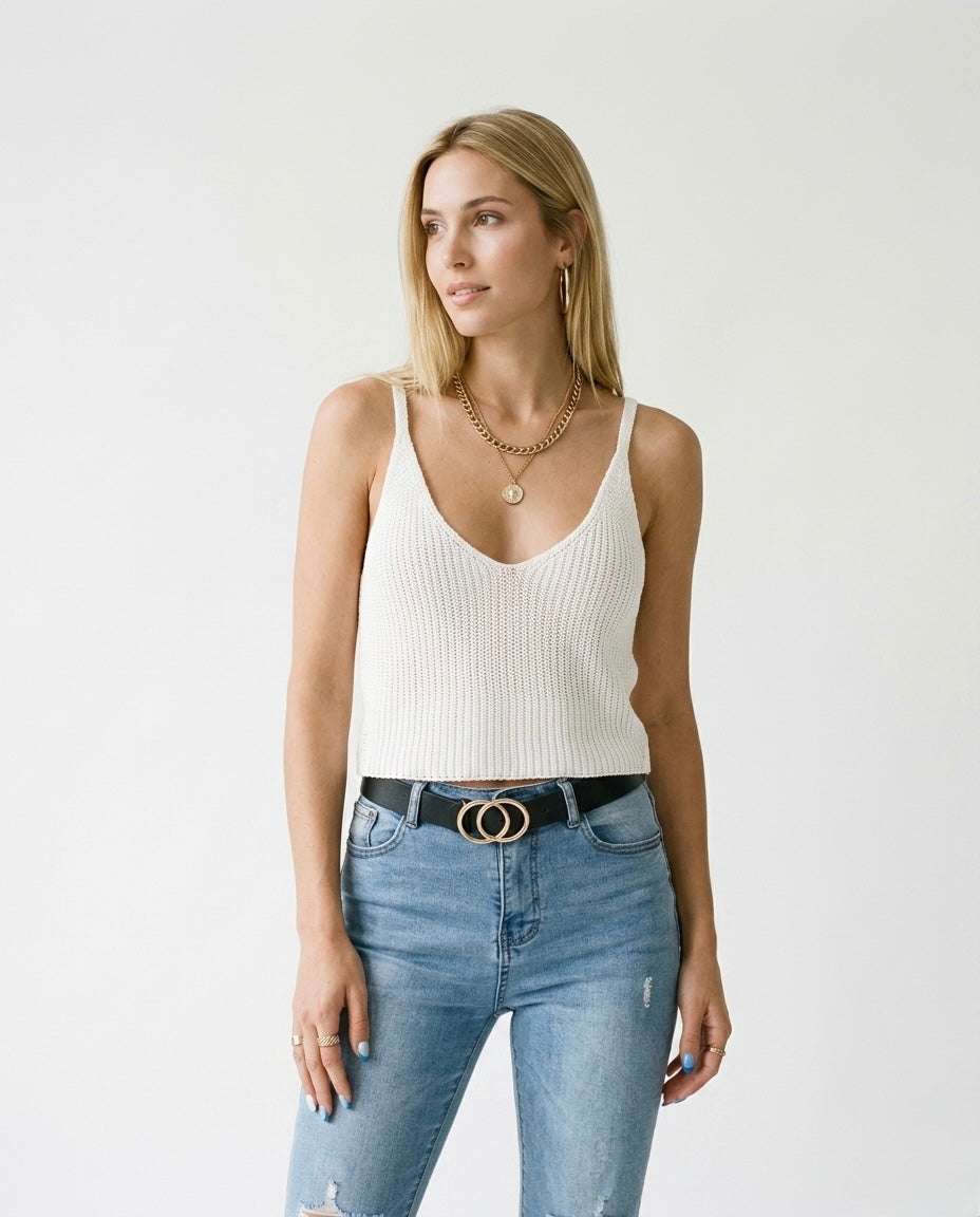 Karina - Top de punto irregular para mujer