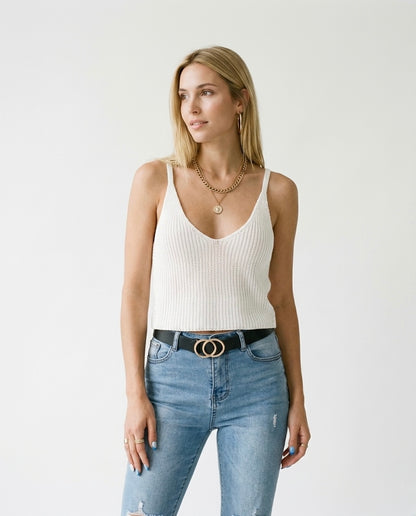Karina - Top de punto irregular para mujer