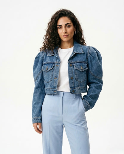 Sofia - Chaqueta vaquera vintage con mangas abullonadas