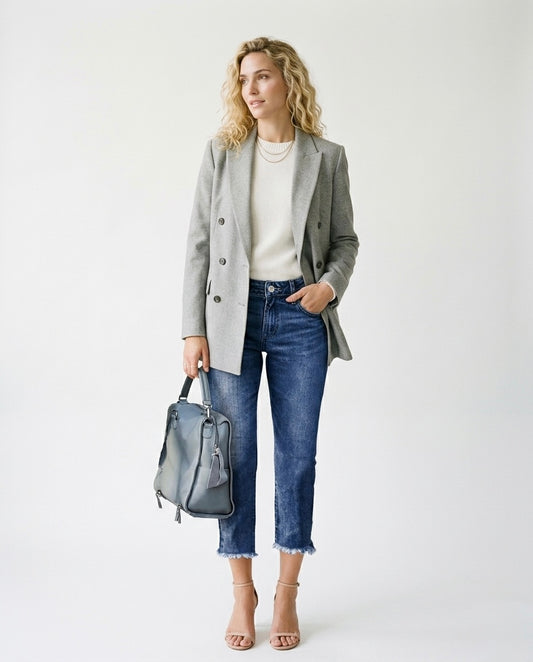 Triana - Vaqueros de denim desgastado de corte ajustado