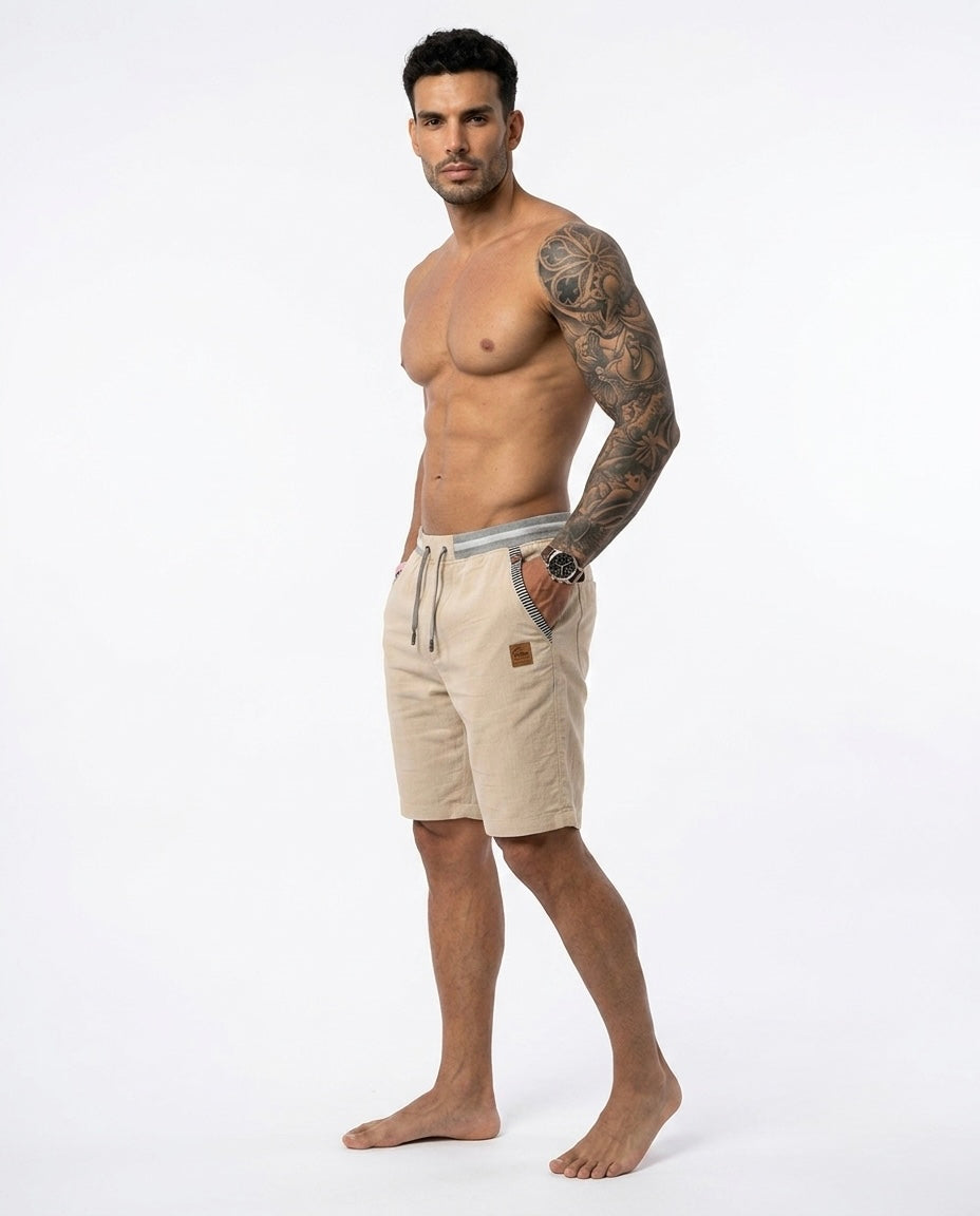 Mario - Pantalones cortos de verano de lino ligeros para hombre