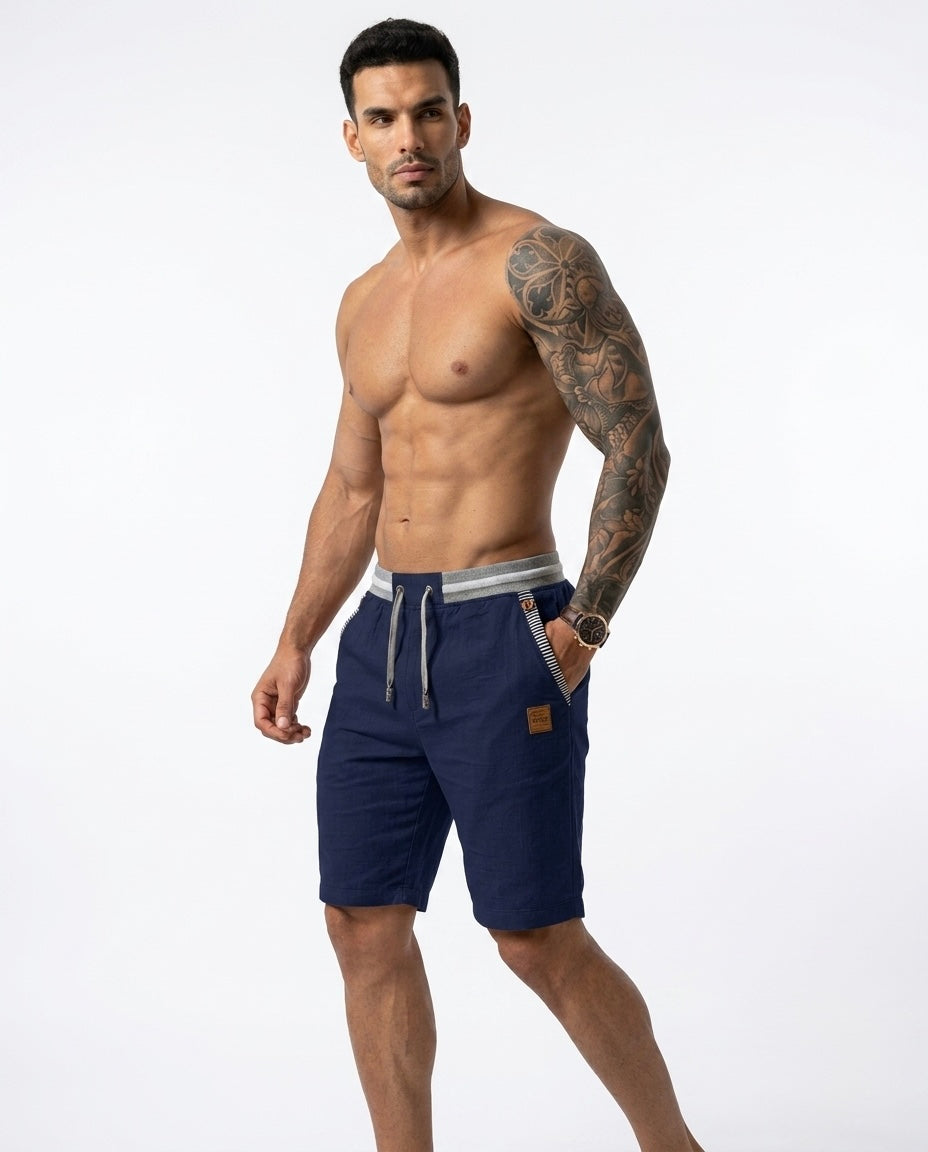 Mario - Pantalones cortos de verano de lino ligeros para hombre