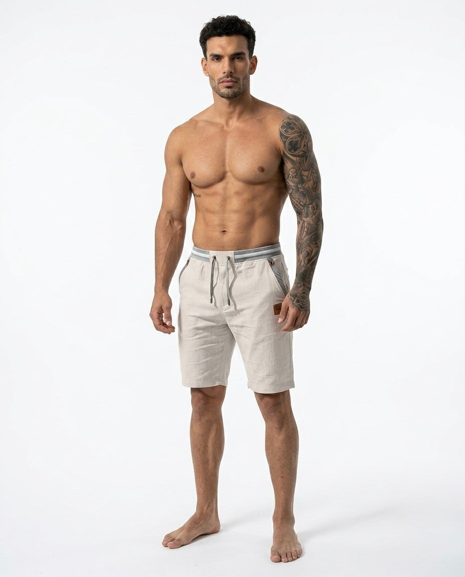 Mario - Pantalones cortos de verano de lino ligeros para hombre