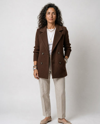 Carla – Blazer Elegante con Mangas de Punto