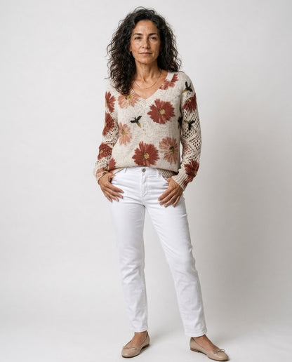 Aurora– Jersey Elegante con Estampado Floral