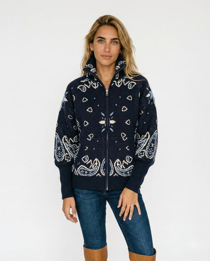 Graciela - Cárdigan de mujer con cremallera y estampado jacquard