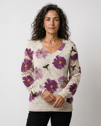 Aurora– Jersey Elegante con Estampado Floral