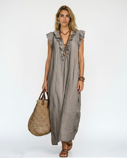 Noelia - Vestido boho de lino y algodón
