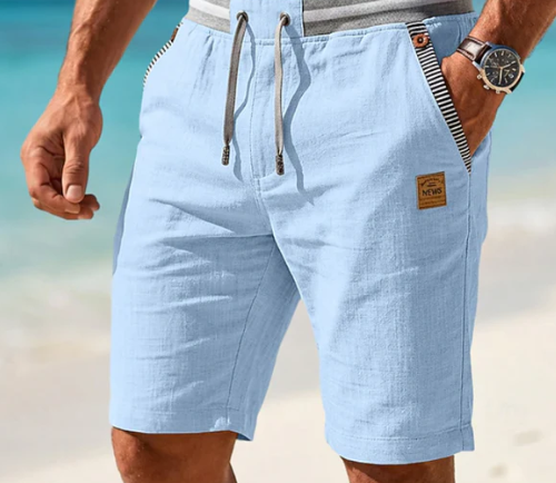 Mario - Pantalones cortos de verano de lino ligeros para hombre