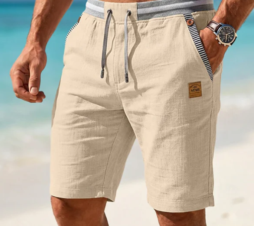 Mario - Pantalones cortos de verano de lino ligeros para hombre