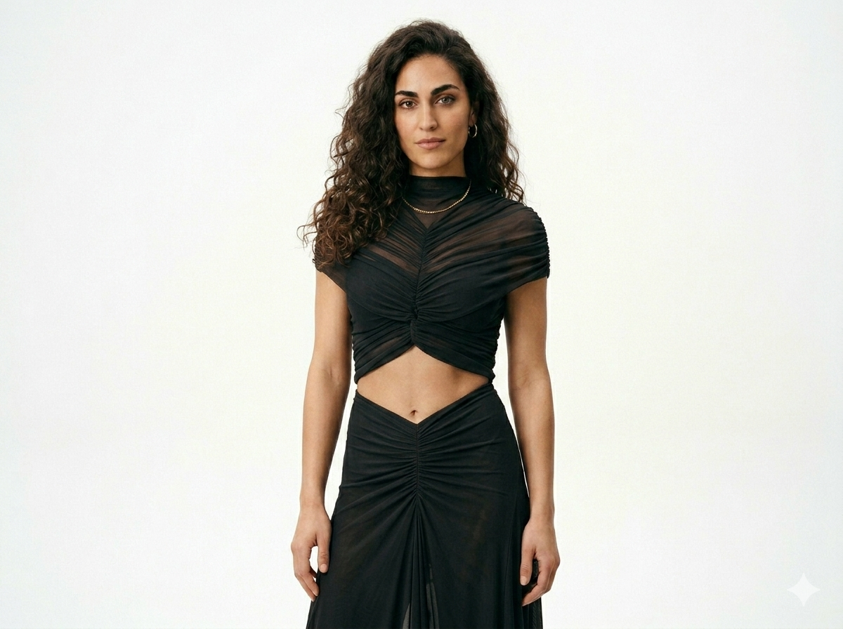 Mireia - Vestido largo de manga corta con aberturas