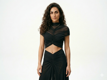 Mireia - Vestido largo de manga corta con aberturas