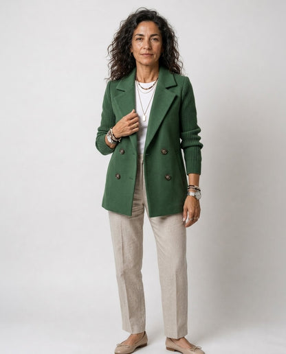 Carla – Blazer Elegante con Mangas de Punto