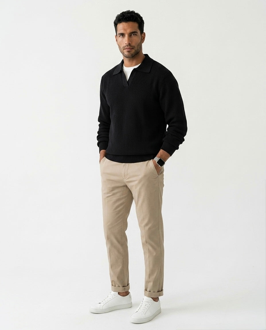 Marcos - Jersey tipo polo de punto casual