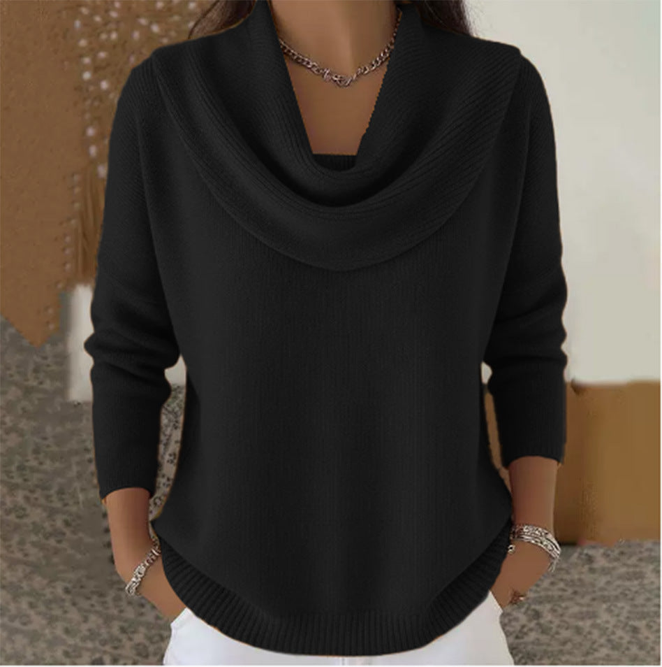 Julia Jersey Cuello Drapeado - Negro