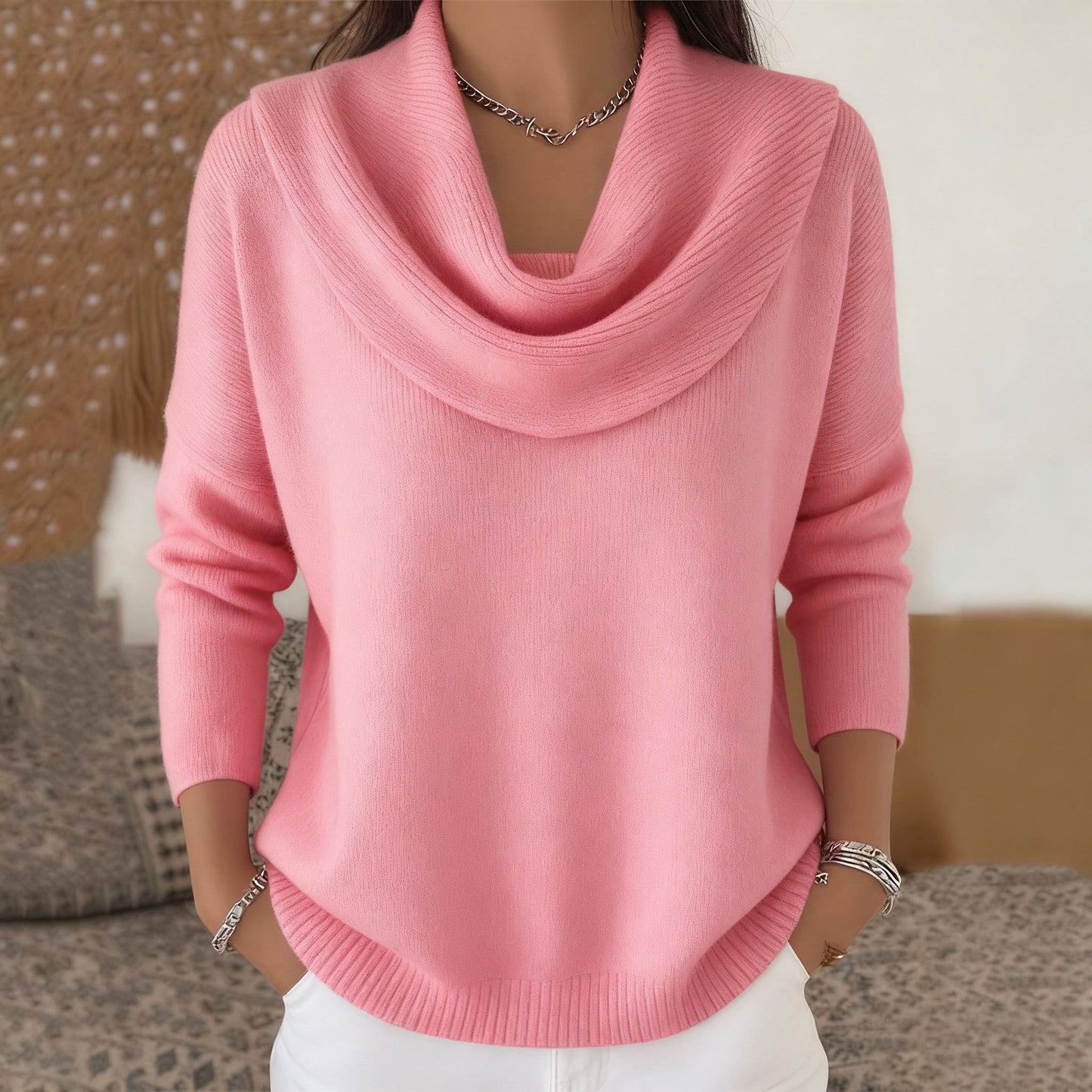 Julia Jersey Cuello Drapeado - Rosa