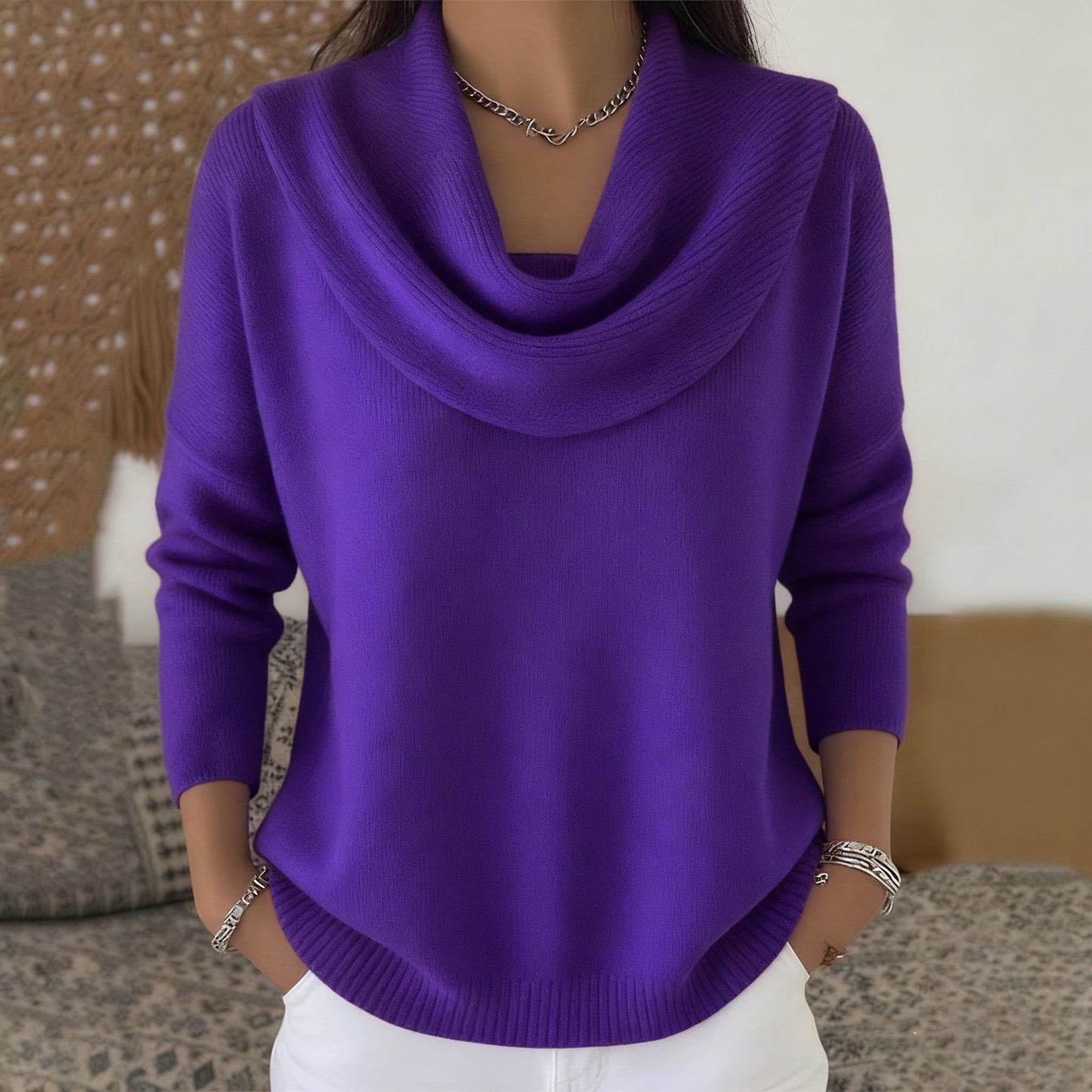 Julia Jersey Cuello Drapeado - Morado