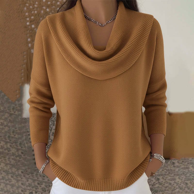 Julia Jersey Cuello Drapeado - Marrón