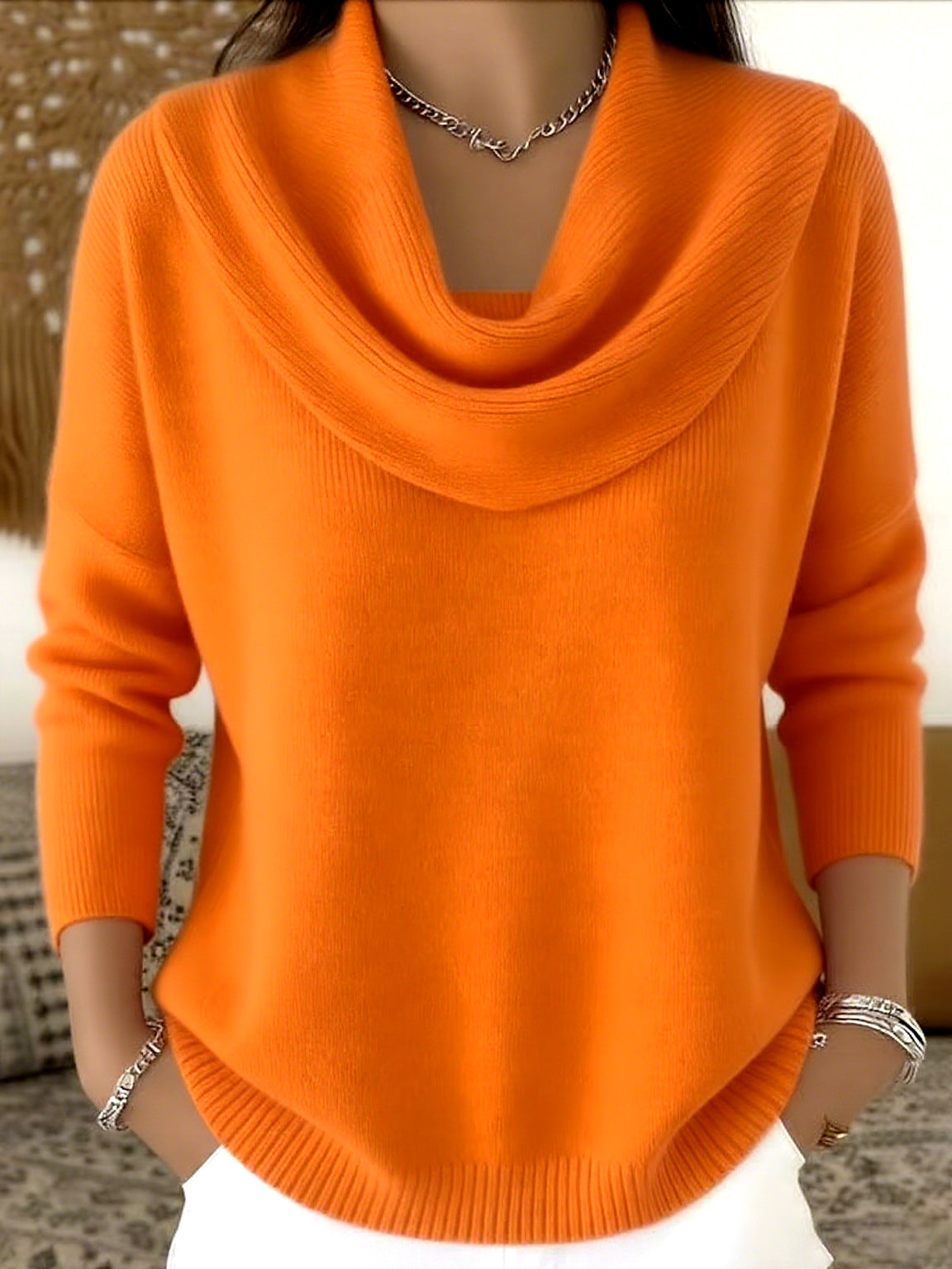 Julia Jersey Cuello Drapeado - Naranja