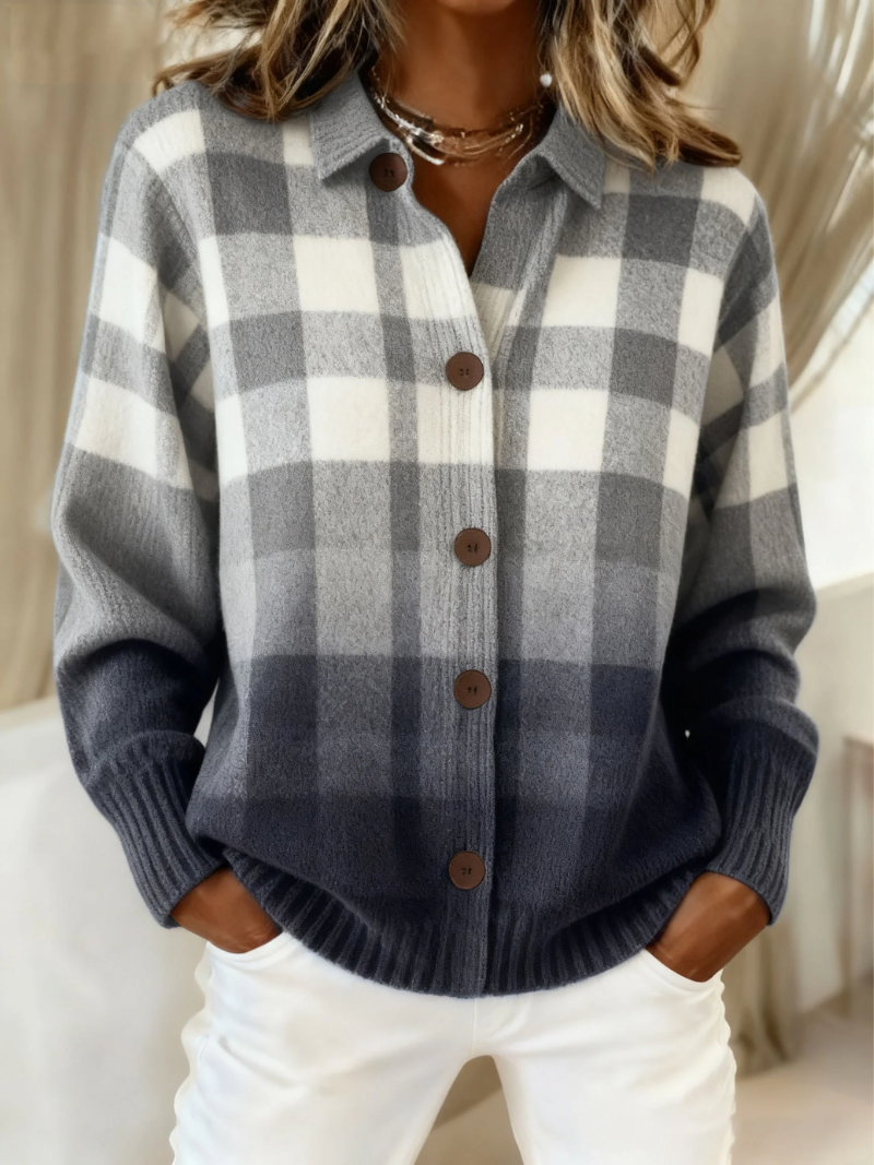 Manuela | Chaqueta de Punto Degradada en Gris