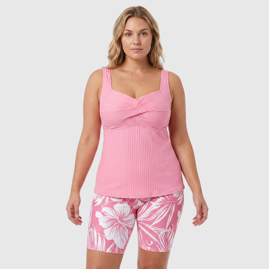 Famke - Tankini con estampado floral, rosa