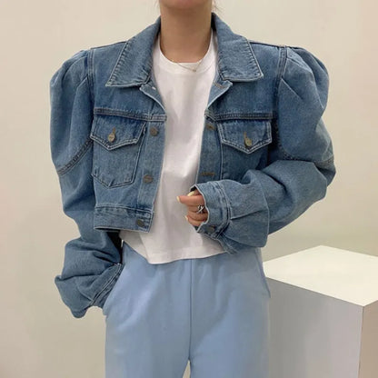 Sofia - Chaqueta vaquera vintage con mangas abullonadas