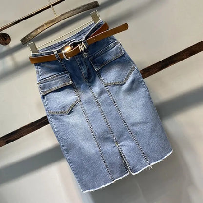 Irina - Falda midi vaquera de corte A de estilo vintage