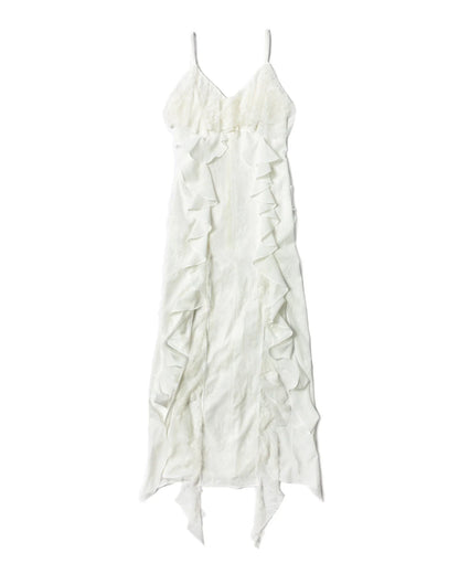 Gemma - Vestido largo con tirantes y volantes para mujer