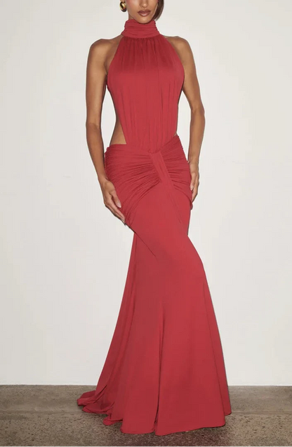 Daniela - Vestido largo de cuello alto sin espalda para mujer