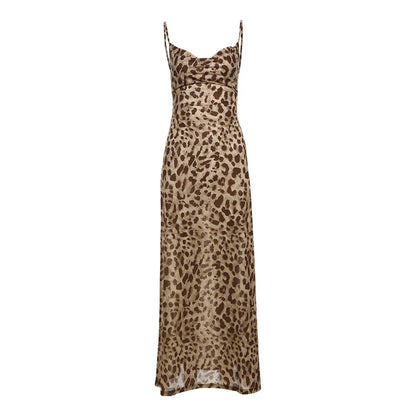 Berta - Vestido sin espalda con estampado de leopardo