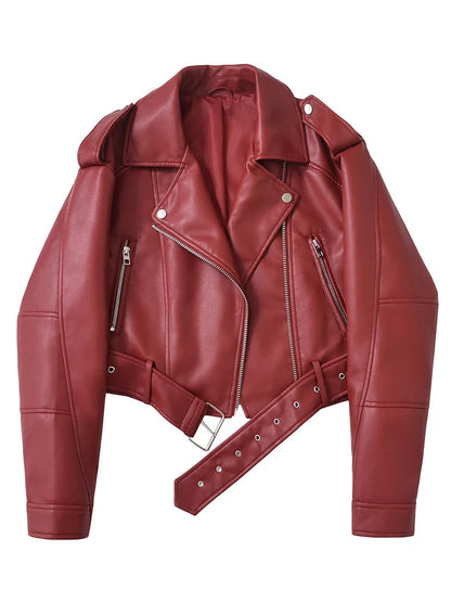 Chaqueta motera con cinturón