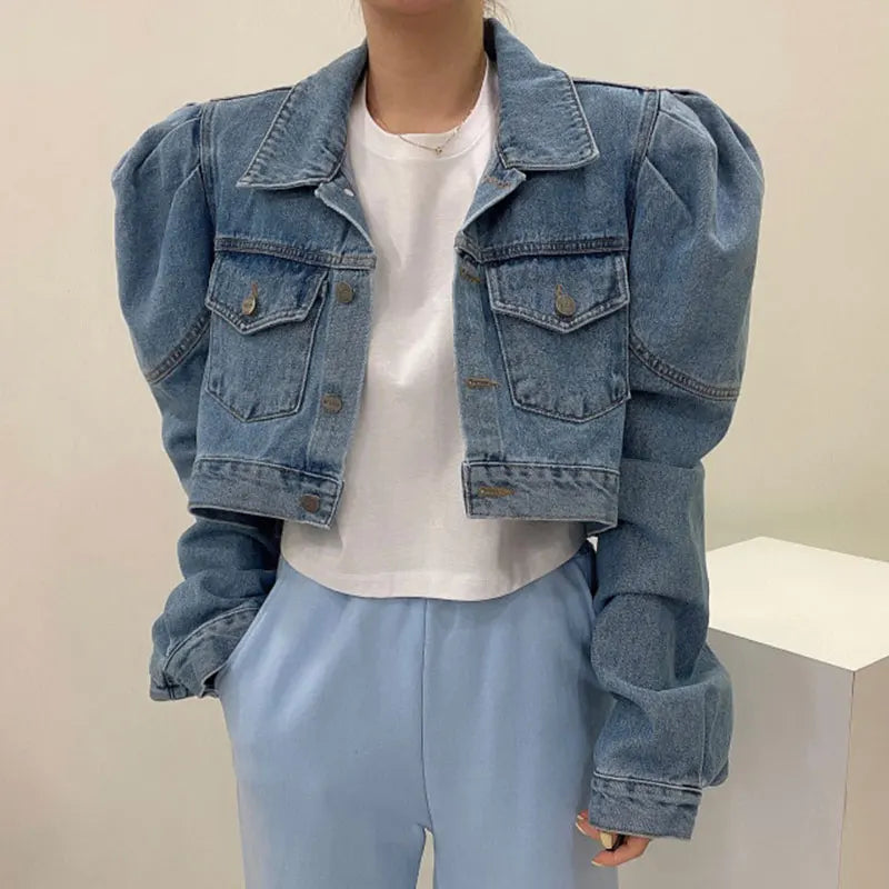 Sofia - Chaqueta vaquera vintage con mangas abullonadas