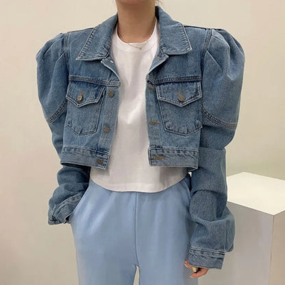 Sofia - Chaqueta vaquera vintage con mangas abullonadas