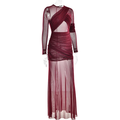 Gabriela - Elegante vestido de fiesta de malla transparente