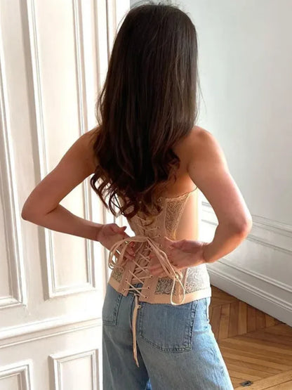 Tamara - Top corsé de encaje sin tirantes