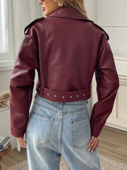Chaqueta motera con cinturón
